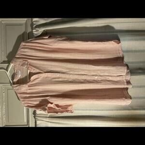 Time and Tru Oversized Pink Striped Linen Blend Button Up Shirt Size 2X